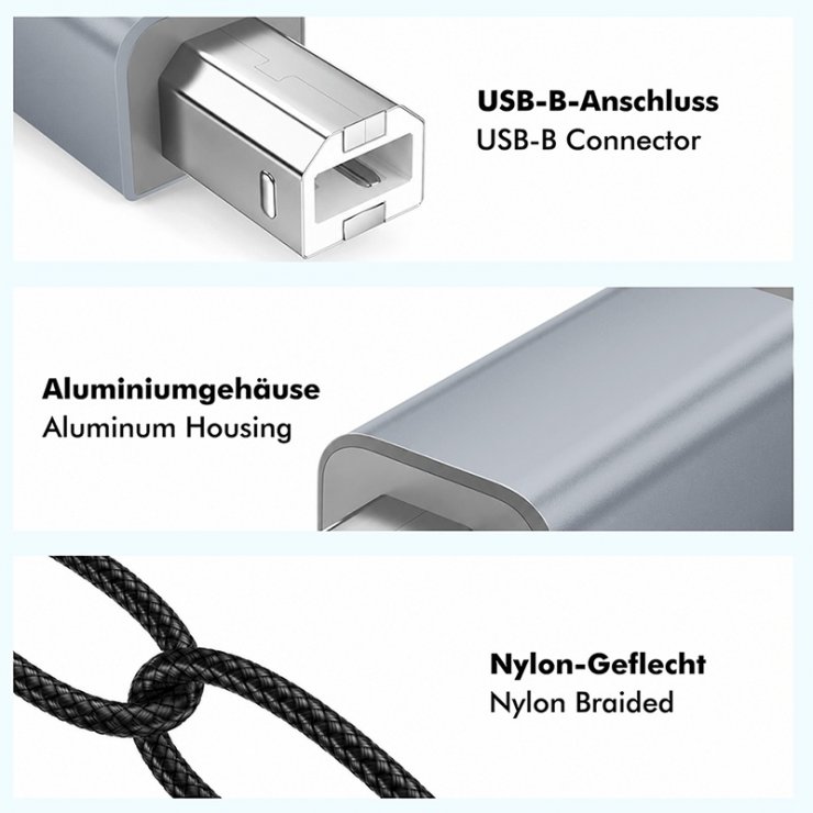 Imagine Cablu USB 2.0 type C la USB-B T-T 2m Negru, Logilink CU0515