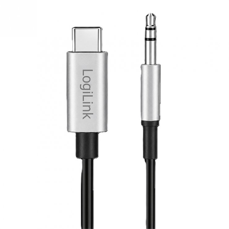Imagine Cablu audio USB type C la jack stereo 3.5mm DAC 2m Negru, Logilink CUA0151
