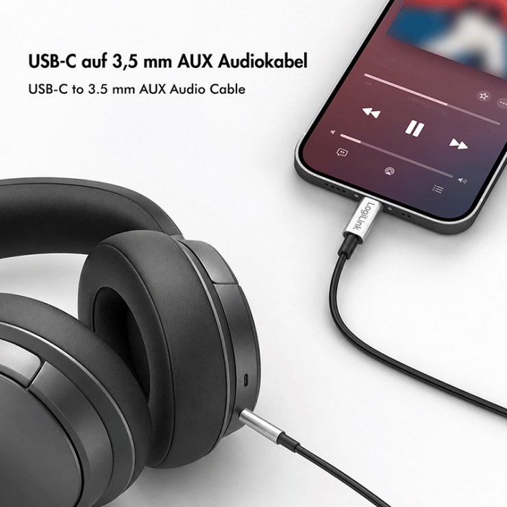 Imagine Cablu audio USB type C la jack stereo 3.5mm DAC 2m Negru, Logilink CUA0151