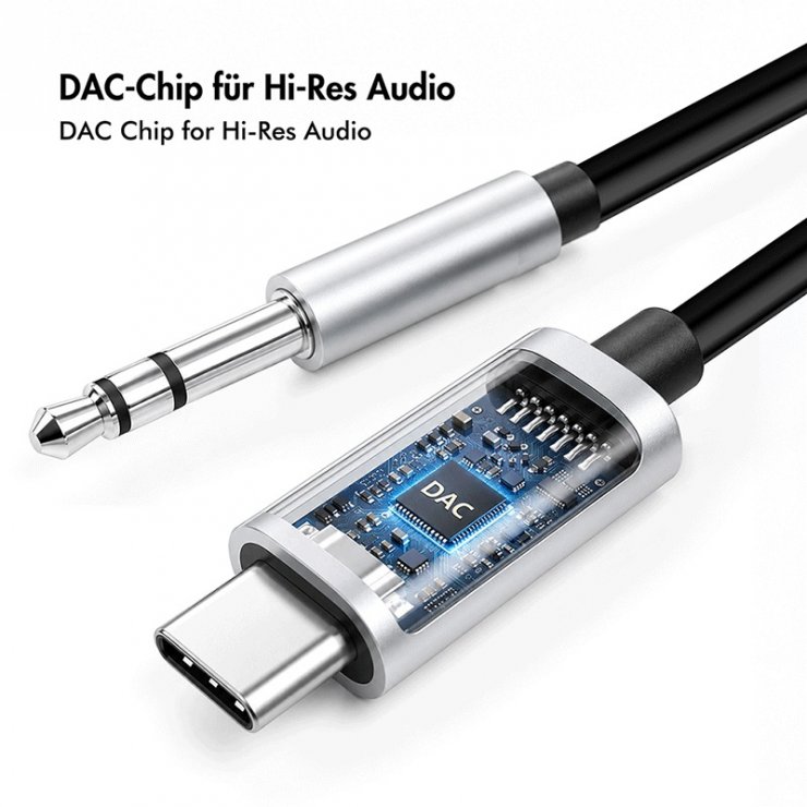 Imagine Cablu audio USB type C la jack stereo 3.5mm DAC 2m Negru, Logilink CUA0151