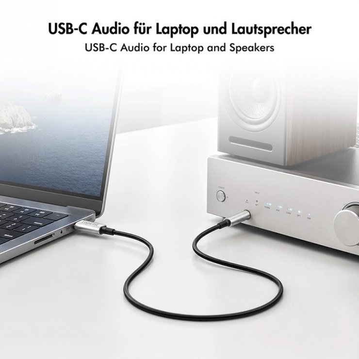 Imagine Cablu audio USB type C la jack stereo 3.5mm DAC 2m Negru, Logilink CUA0151