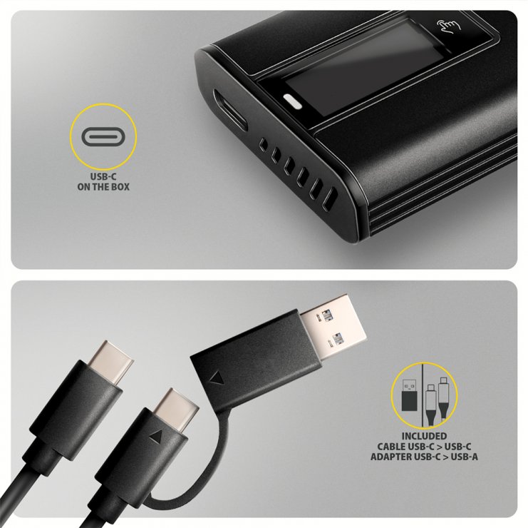 Imagine Rack extern USB type C 10Gbps la M.2 NVMe & SATA SSD cu display, Axagon EEM2-SD2B