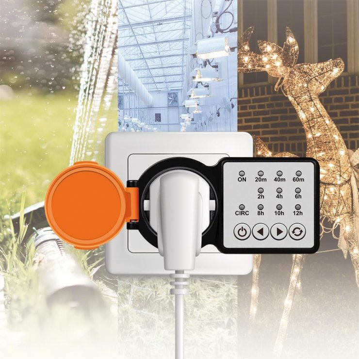 Imagine Priza de exterior IP44 Schuko cu timer, Logilink ET0015