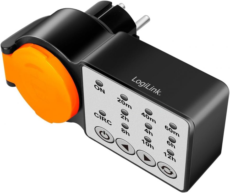 Imagine Priza de exterior IP44 Schuko cu timer, Logilink ET0015
