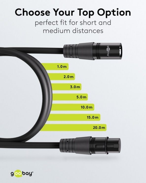 Imagine Cablu prelungitor audio XLR 3 pini T-M 1m Negru, Goobay G80028