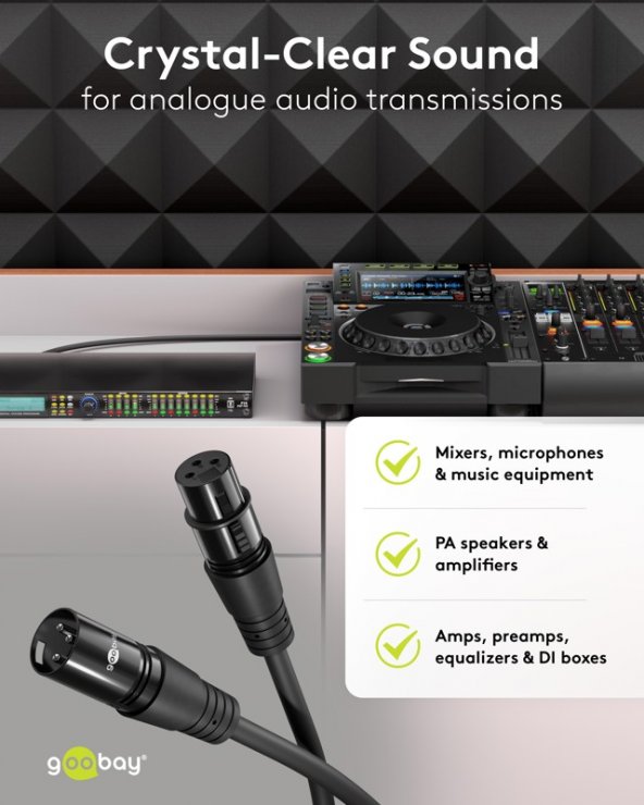 Imagine Cablu prelungitor audio XLR 3 pini T-M 5m Negru, Goobay G80039