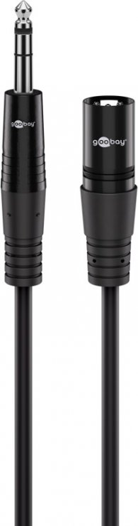 Imagine Cablu audio XLR 3 pini la jack stereo 6.35mm T-T 5m Negru, Goobay G80053