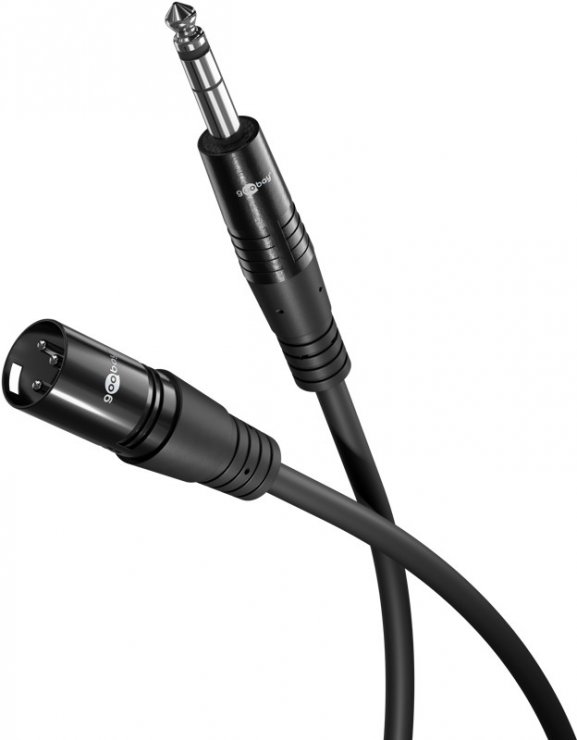 Imagine Cablu audio XLR 3 pini la jack stereo 6.35mm T-T 1m Negru, Goobay G80049