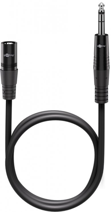 Imagine Cablu audio XLR 3 pini la jack stereo 6.35mm T-T 2m Negru, Goobay G80050
