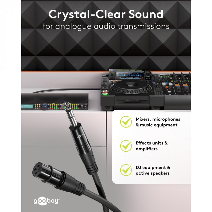 Imagine Cablu audio XLR 3 pini la jack mono 6.35mm M-T 3m, Goobay G80799