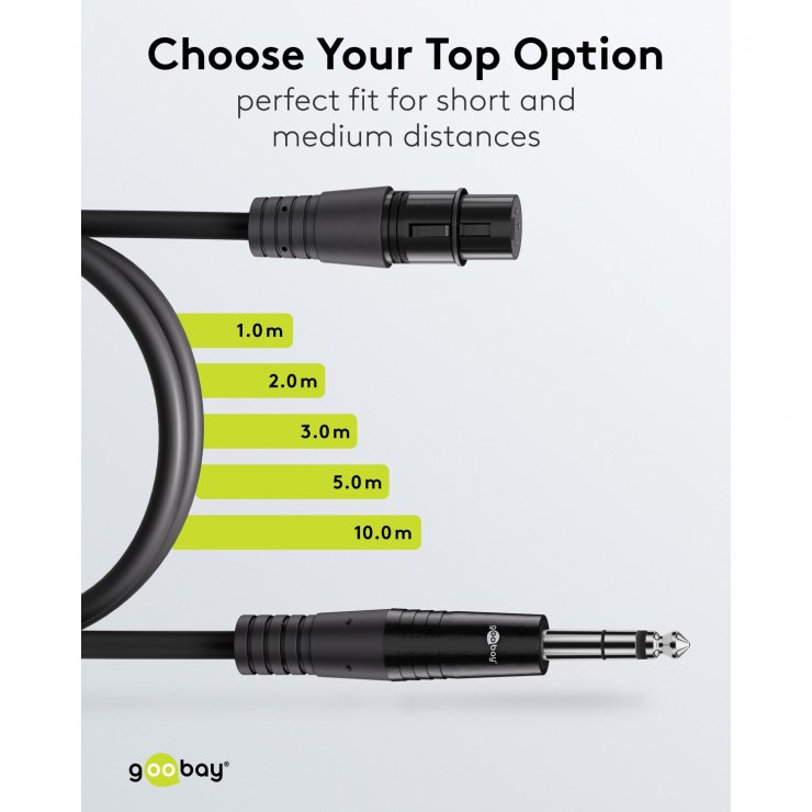 Imagine Cablu audio XLR 3 pini la jack mono 6.35mm M-T 2m, Goobay G80798