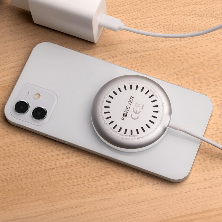 Imagine Incarcator magnetic wireless la USB type C Qi2 15W Alb, MAWC-300
