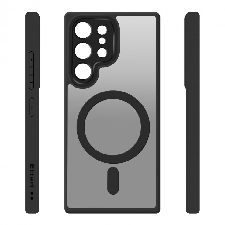 Imagine Husa pentru Samsung Galaxy S25 Ultra compatibil MagSafe PC/TPU Negru, Etteri Matt Mag