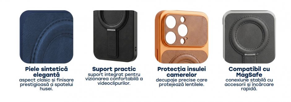 Imagine Husa pentru iPhone 16 Pro Max compatibil MagSafe PC/TPU Dark Blue, TFO Luxgrip Mag