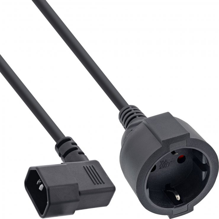Imagine Cablu prelungitor pentru UPS C14 la Schuko unghi/drept 0.5m, InLine IL16759K