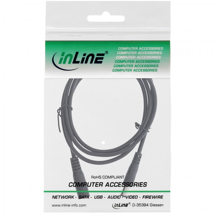 Imagine Cablu prelungitor alimentare DC 5.5x2.1mm T-M 5m Negru, Inline IL26805B