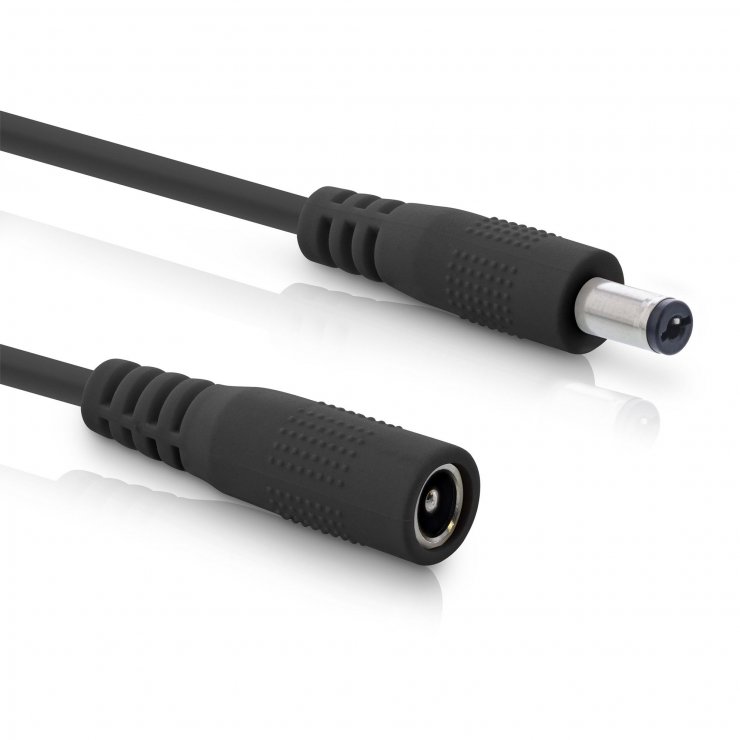 Imagine Cablu prelungitor alimentare DC 5.5x2.1mm T-M 5m Negru, Inline IL26805B