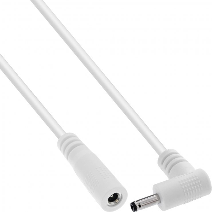Imagine Cablu prelungitor alimentare DC 3.5x1.35mm M-T drept/unghi 1m Alb, InLine IL26901Q