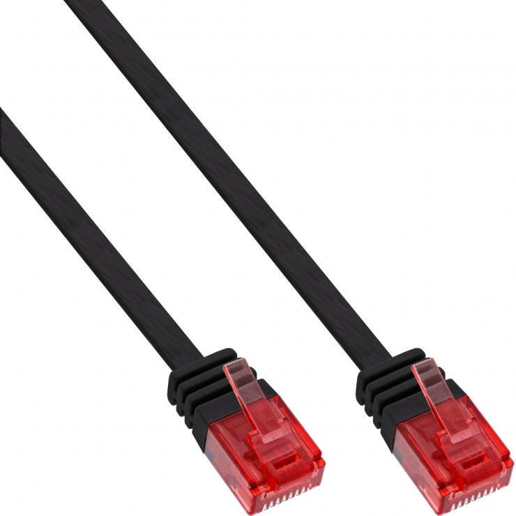 Imagine Cablu de retea RJ45 flat Cat.6 UTP 10m Negru, InLine IL71600S