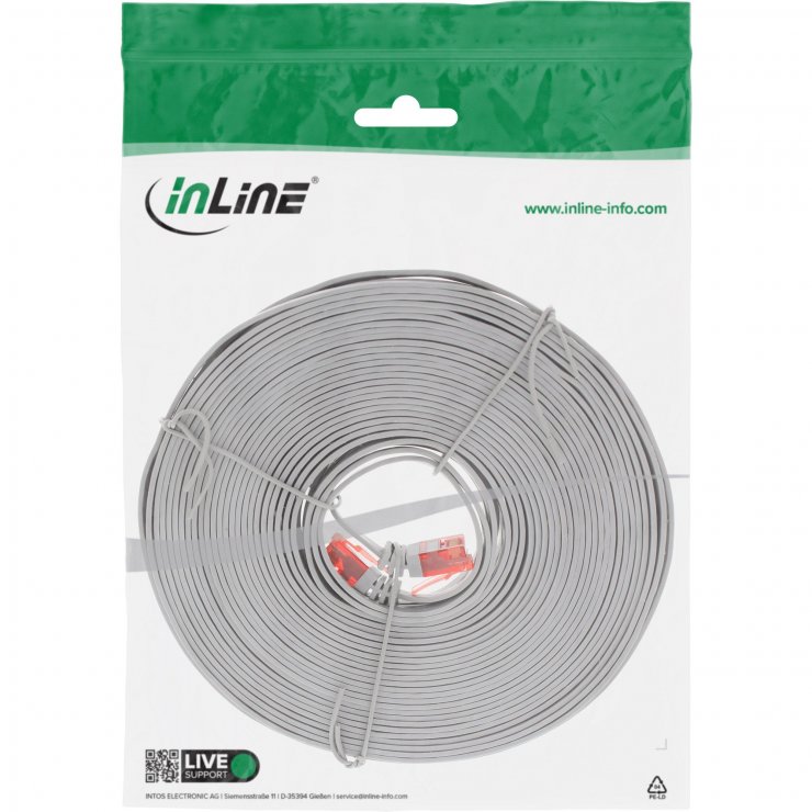 Imagine Cablu de retea RJ45 flat Cat.6 UTP 15m Gri, InLine IL71615