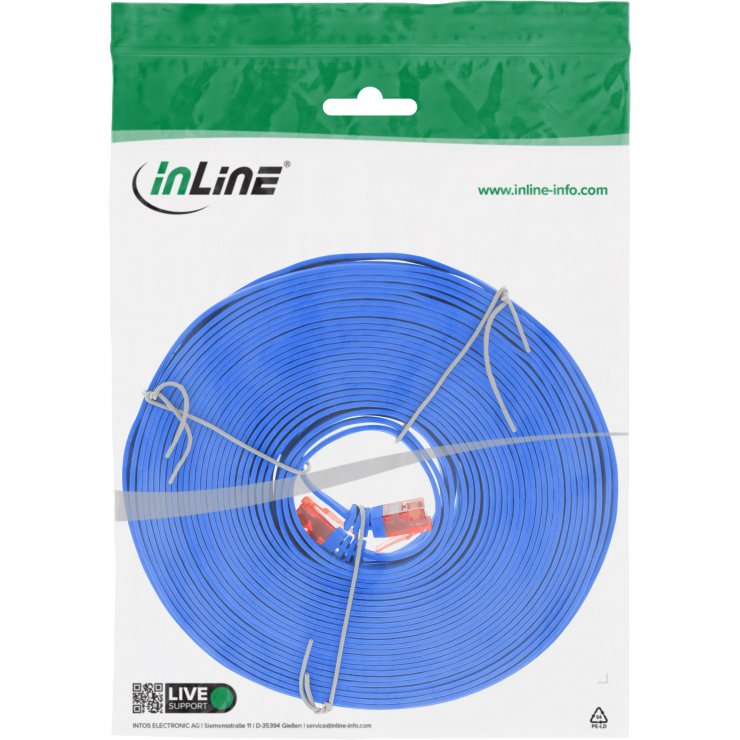 Imagine Cablu de retea RJ45 flat Cat.6 UTP 15m Albastru, InLine IL71615B