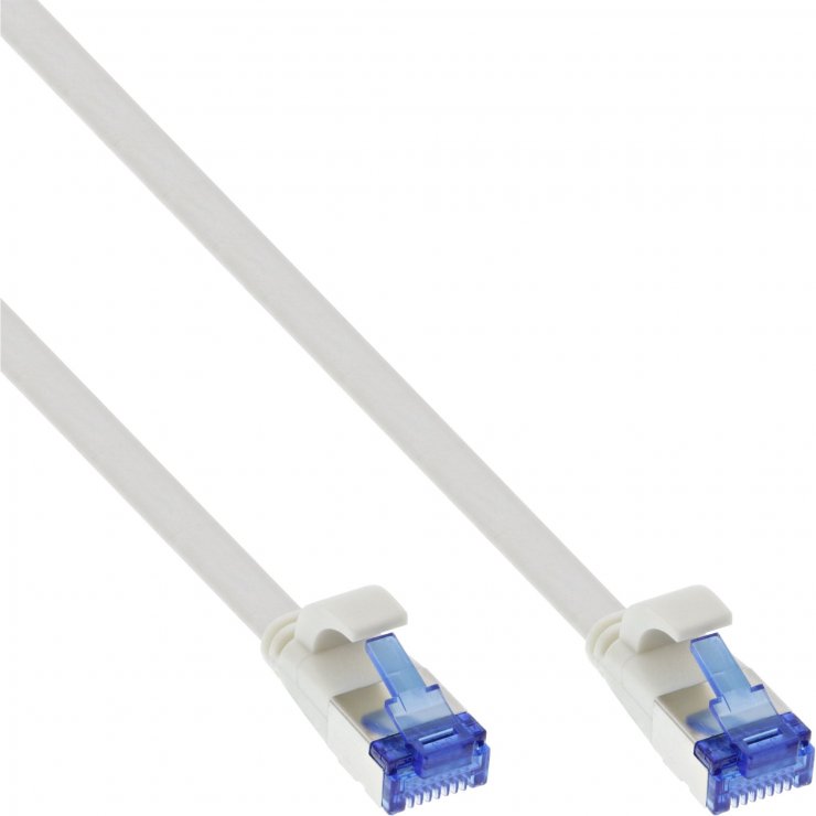 Imagine Cablu de retea RJ45 flat Cat.6A FTP LSOH TPE 15m Alb, InLine IL75715W
