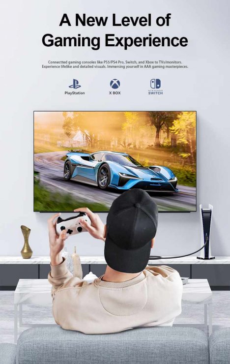 Imagine Cablu Ultra High Speed HDMI AOC 8K60Hz/4K240Hz brodat 20m Negru, kphdm21c20