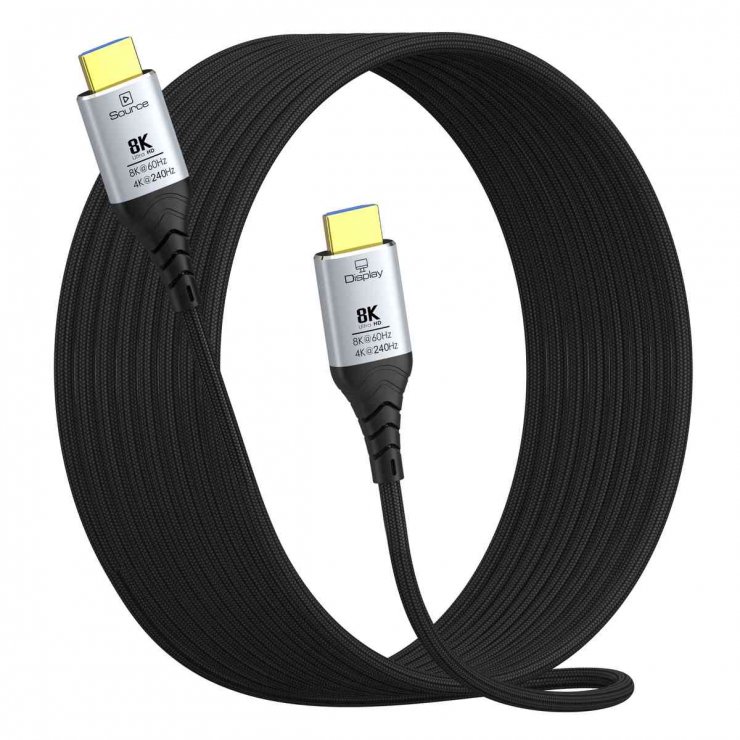 Imagine Cablu Ultra High Speed HDMI AOC 8K60Hz/4K240Hz brodat 10m Negru, kphdm21c10