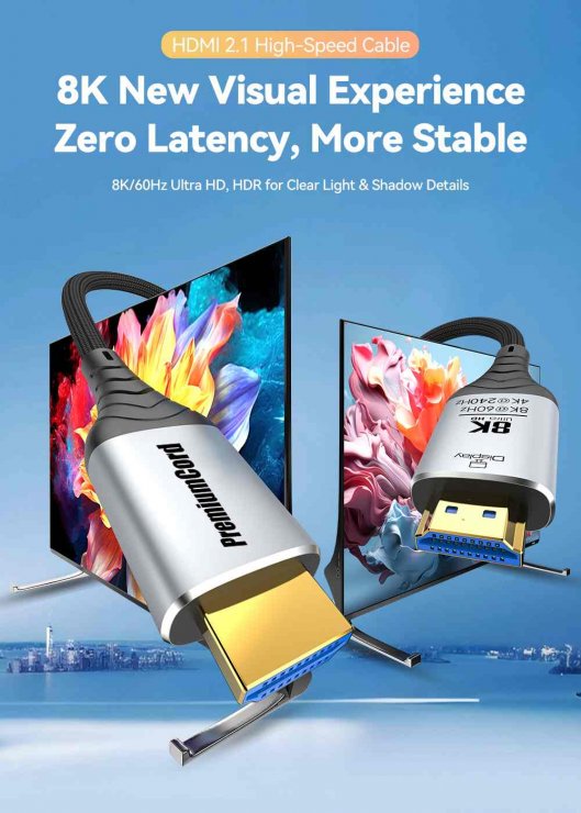 Imagine Cablu Ultra High Speed HDMI AOC 8K60Hz/4K240Hz brodat 15m Negru, kphdm21c15