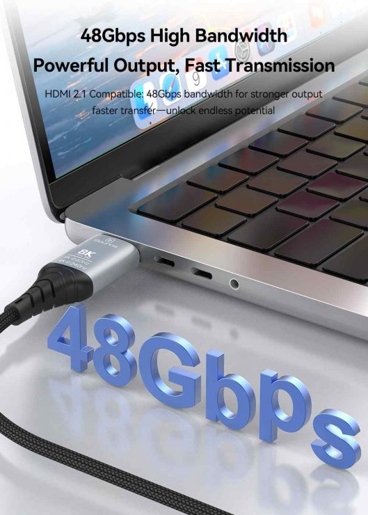 Imagine Cablu Ultra High Speed HDMI AOC 8K60Hz/4K240Hz brodat 15m Negru, kphdm21c15