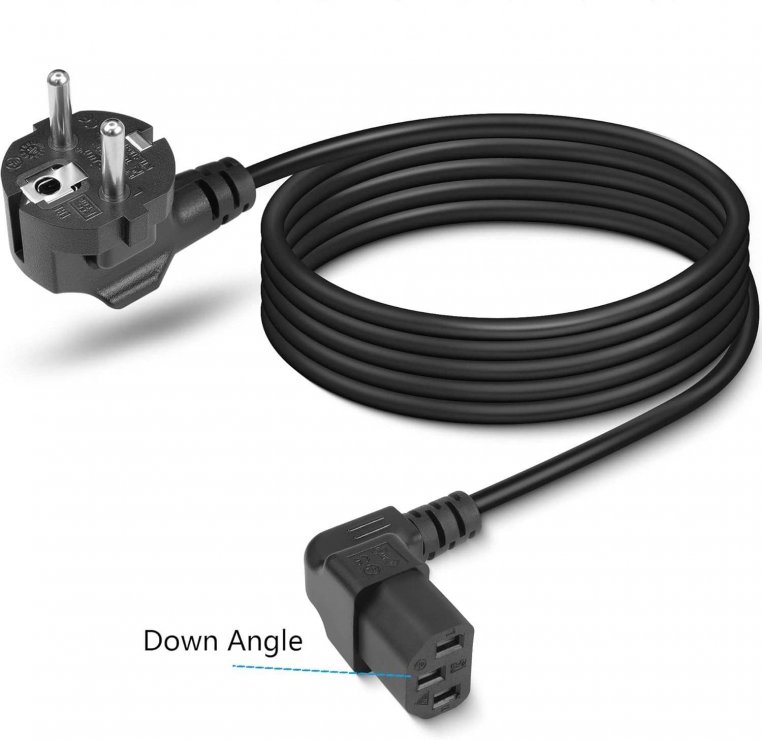 Imagine Cablu de alimentare PC Schuko la IEC C13 unghi 90 grade jos 2m Negru, kpsp2z