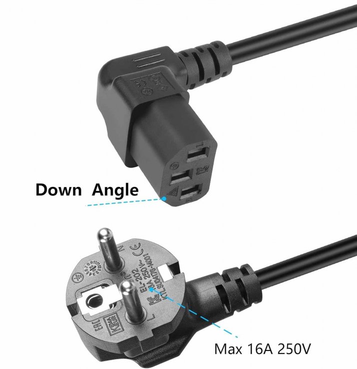 Imagine Cablu de alimentare PC Schuko la IEC C13 unghi 90 grade jos 2m Negru, kpsp2z