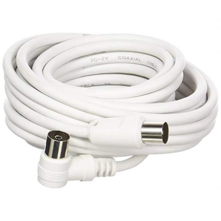 Imagine Cablu prelungitor antena coaxial alb T-M 75Ohm drept/unghi 20m, ktmf20U