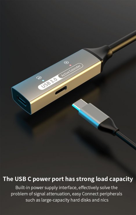 Imagine Cablu prelungitor USB 3.2 type C activ cu alimentare T-M 25m, ku31rep25al
