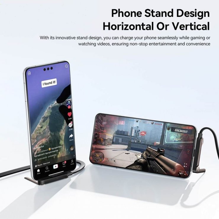 Imagine Cablu USB type C 240W T-T cu stand 1.5m brodat Negru, ku31ta015