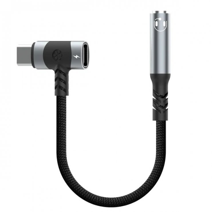 Imagine Adaptor audio USB type C la jack 3.5mm DAC T-M + alimentare USB-C brodat 12cm, ku31zvuk05