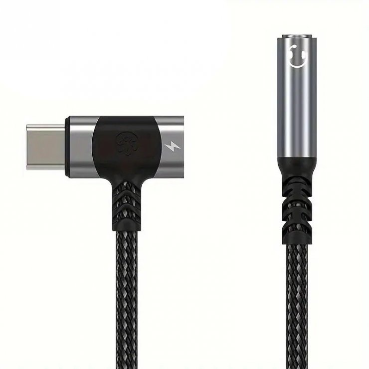 Imagine Adaptor audio USB type C la jack 3.5mm DAC T-M + alimentare USB-C brodat 12cm, ku31zvuk05