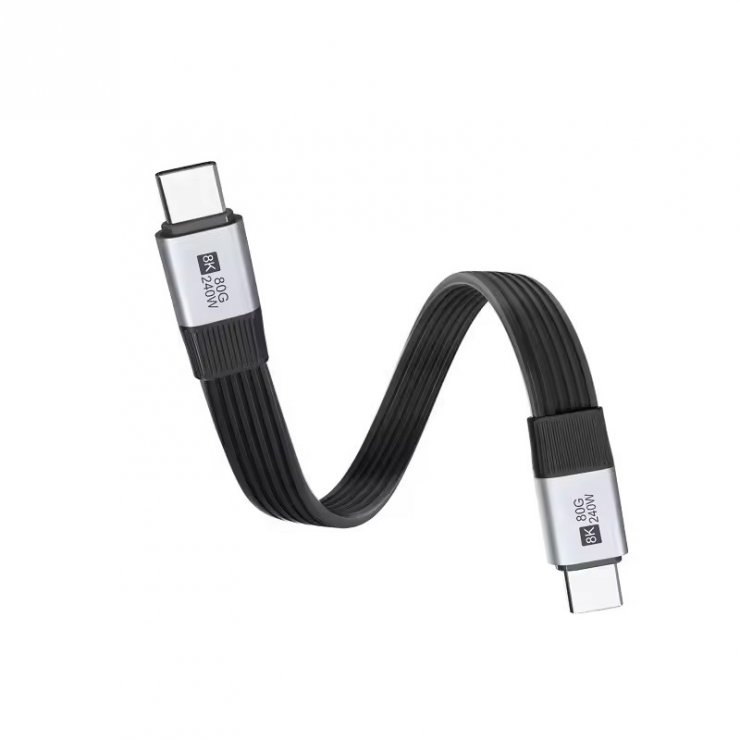 Imagine Cablu breloc USB4 type C flat 8K60Hz 240W T-T 0.13m Negru, ku4fa2
