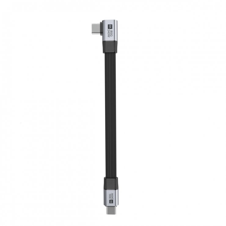 Imagine Cablu USB4 type C flat 8K60Hz 240W drept/unghi T-T 0.13m Negru, ku4fa5
