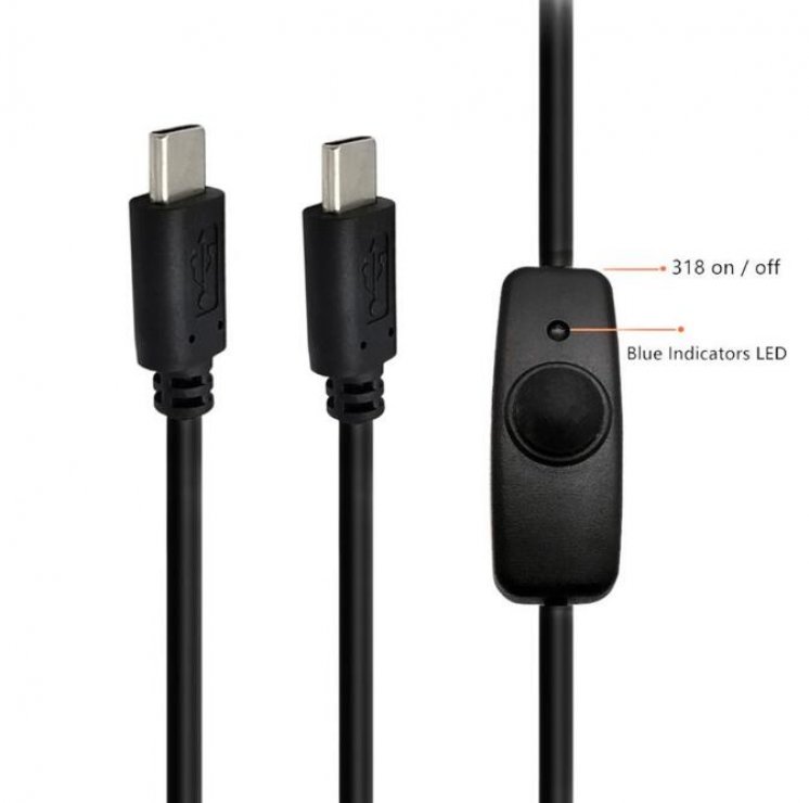 Imagine Cablu de incarcare USB type C cu switch ON/OFF T-T 1m Negru, kupaasw3