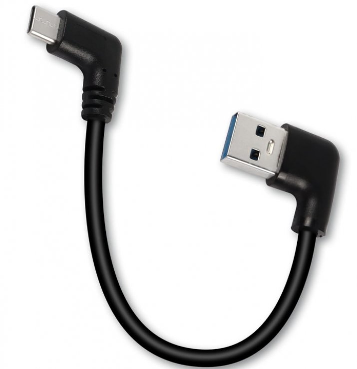 Imagine Cablu USB 3.2-A la USB type C T-T unghi/unghi 90 grade 0.2m Negru, kur31-44
