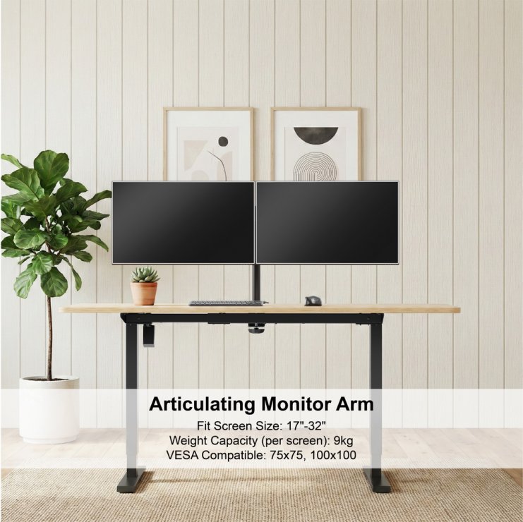 Imagine Suport 2 x monitor max 17-32" montare masa, Gembird MA-D2-01