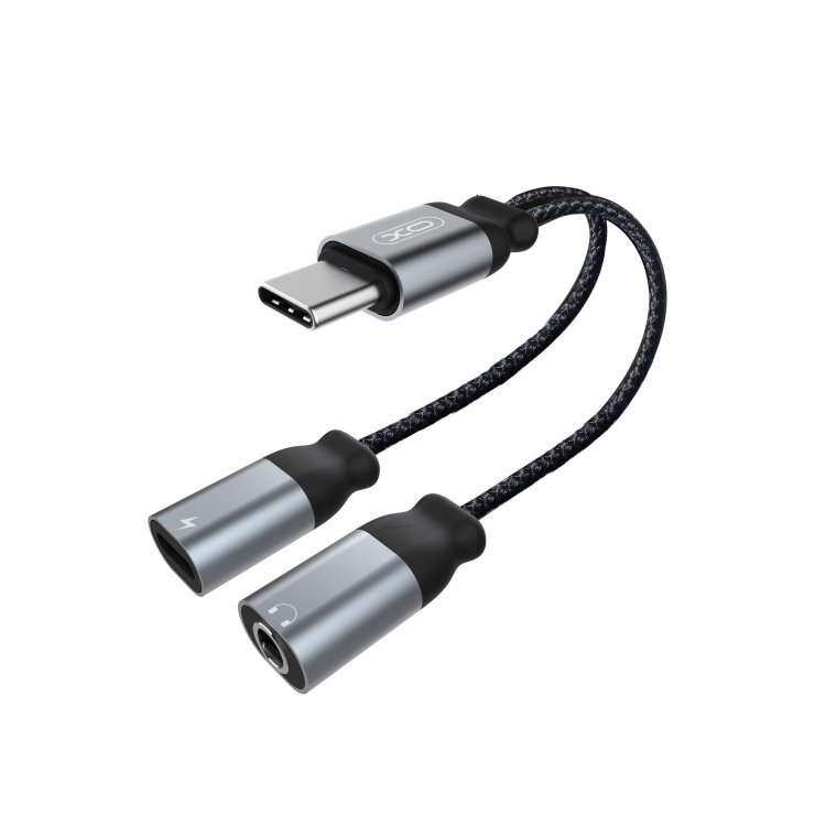 Imagine Adaptor USB type C la jack stereo 3.5mm + USB type C T-M 12cm, XO NB-R160B
