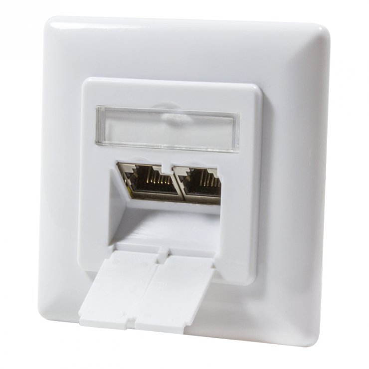 Imagine Priza RJ45 ingropata 2 porturi Cat.6 Alb, Logilink NP0125