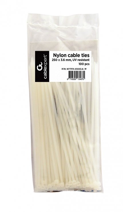 Imagine Set 100 buc bride 250x3.6mm Alb, Gembird NYTFR-250x3.6-W