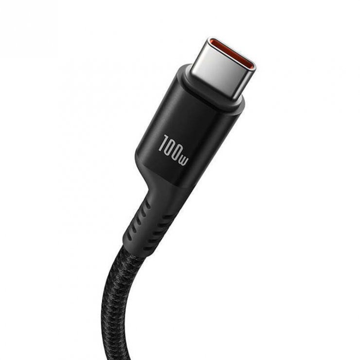 Imagine Cablu spiralat USB type C 2.0 100W Fish-eye T-T 1m Negru brodat, Baseus