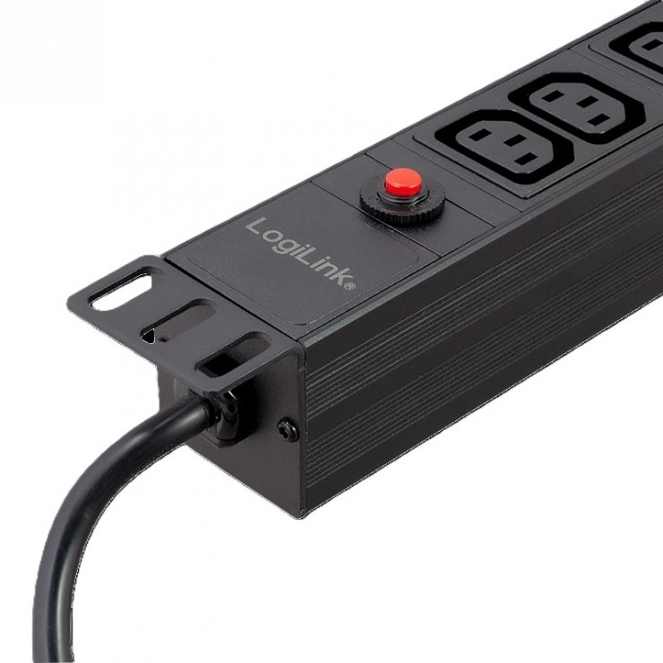 Imagine Prelungitor PDU 19" 1U IEC C14 la 12 x C13 1.8m Negru, Logilink PDU12A1