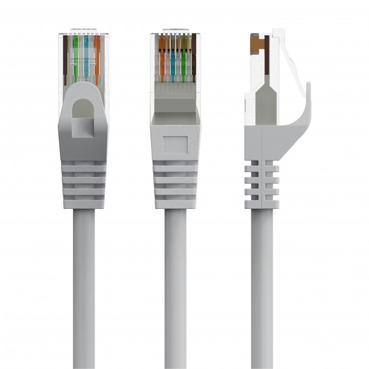 Imagine Cablu de retea RJ45 Cat.6 3m Gri, Gembird PP6U-3M