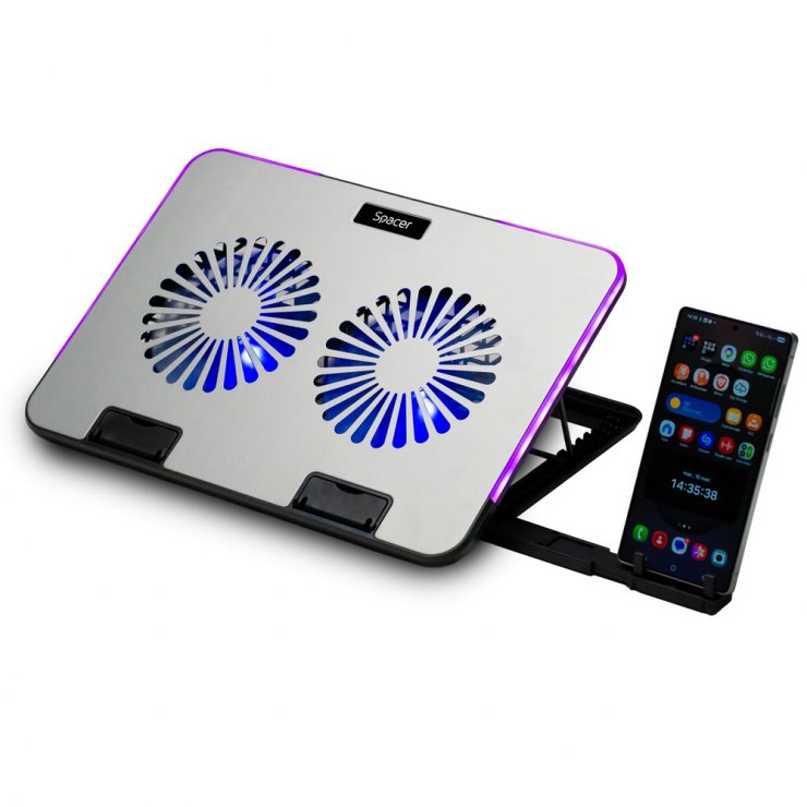 Imagine Stand notebook 17" Gaming 2 x 125mm LED, Spacer SPNS-Gaming-2F-02