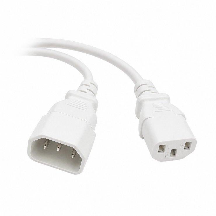 Imagine Cablu prelungitor alimentare C13 la C14 6A 1.8m Alb, Spacer SPPW-C14-C13-6A-1.8-WH